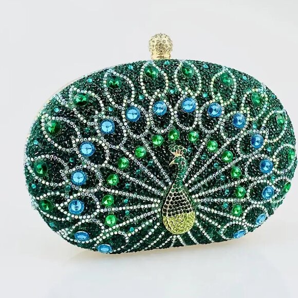 Elegant Peacock Embellished Evening Bags For Women, Vintage Style Party Handbag - Picture 2 of 7